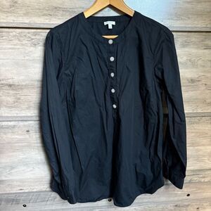 Talbots Black Tunic w/ Rhinestone Buttons women's sz L preworn 100% cotton